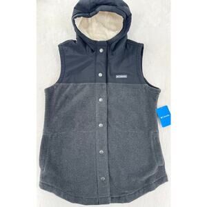 Columbia Womens Benton Springs Black Gray Tunic Vest Hooded Fleece Large NWT